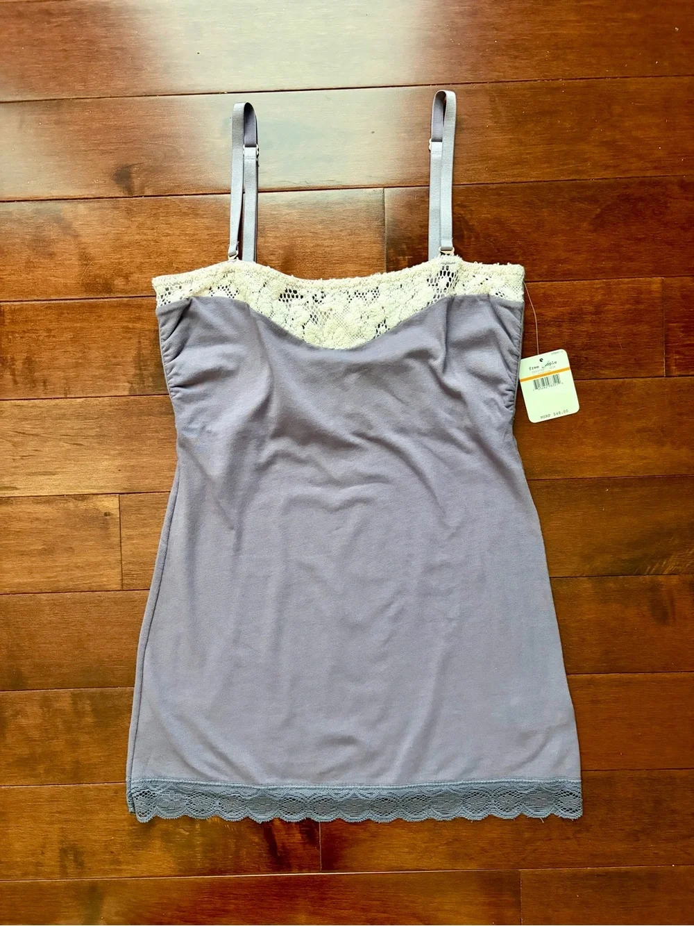 Free People Lace Trim Camisole Slip in Mushroom